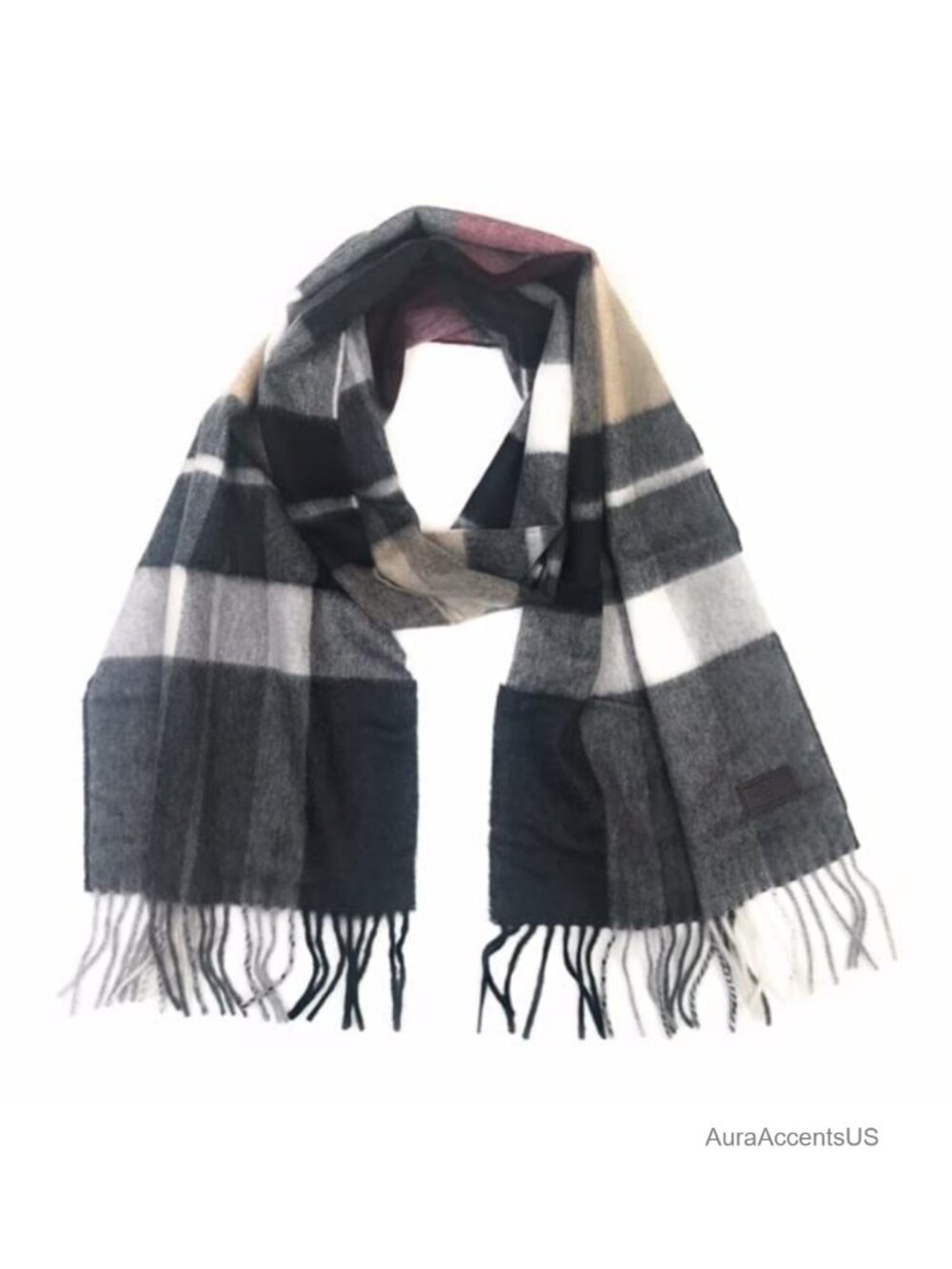 100% Cashmere Plaid Scarf Men's Winter Cold Weather